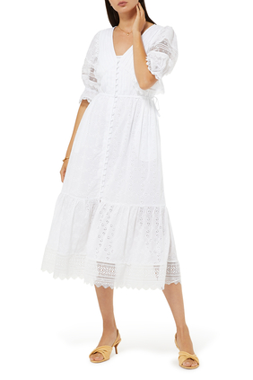 Floral Broderie Anglaise Midi Dress